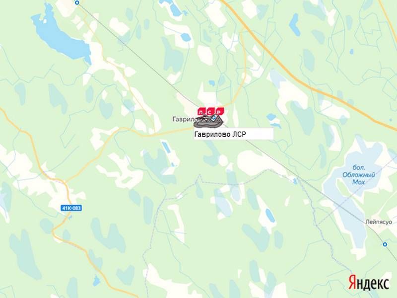 Гаврилово карьер от ЛСР-Базовые на карте