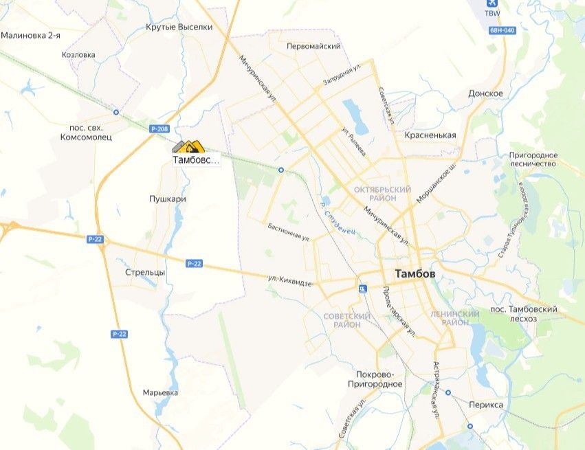 Карьер Пушкари на карте