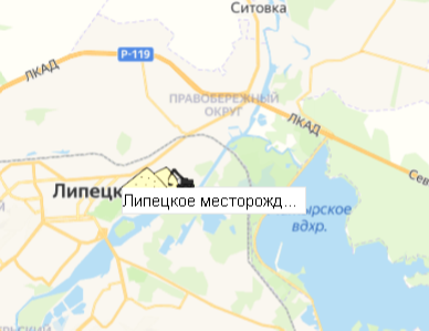 Липецкое месторождение на карте