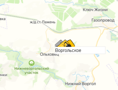 Месторождение Воргольское на карте